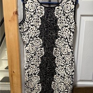 BCBGMaxAzria Black and Cream Floral Mini Dress